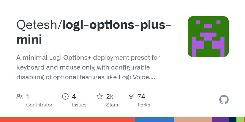 GitHub - Qetesh/logi-options-plus-mini: A minimal Logi Options+ deployment preset for keyboard and mouse only, with configurable…