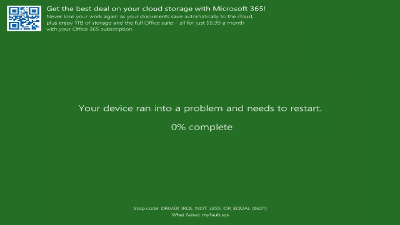 微软测试在Windows蓝屏界面添加广告近期Windows Insider Dev频道Build 26200.5516版本更新了系统崩溃时的“蓝屏”（Insider版为绿屏）界面