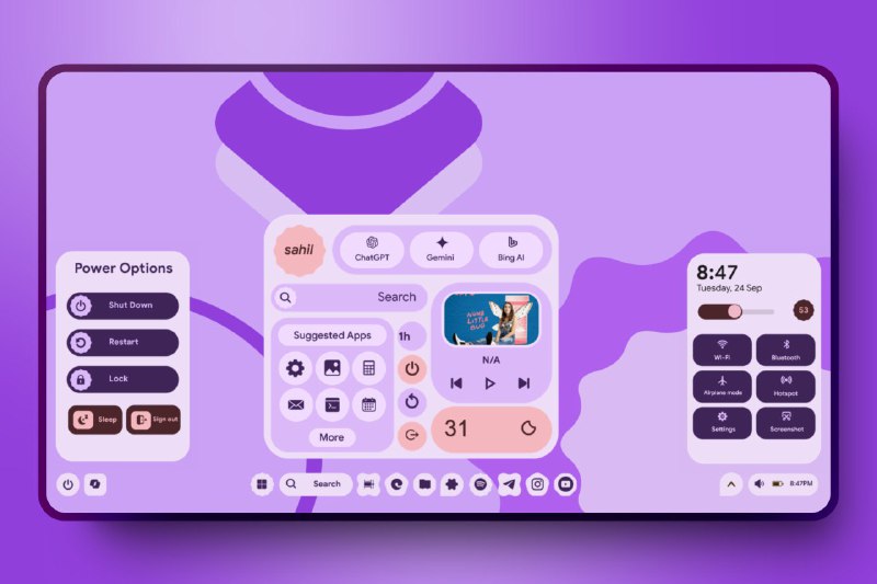 MD3-Windows：为 Windows 桌面带来 Material You 设计MD3-Windows 是一款 Rainmeter 皮肤，提供动态 Material You 小部件，支持亮暗模式，并根据壁纸自动选择颜色，让你的桌面焕然一新，拥有 Android 12+ 的原生质感