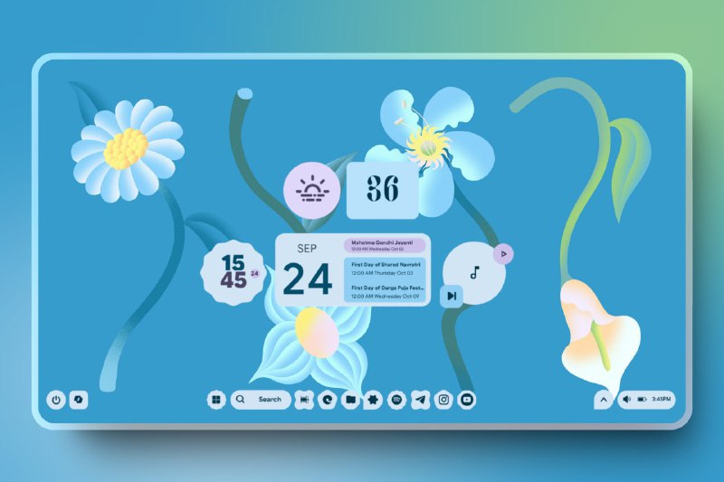MD3-Windows：为 Windows 桌面带来 Material You 设计MD3-Windows 是一款 Rainmeter 皮肤，提供动态 Material You 小部件，支持亮暗模式，并根据壁纸自动选择颜色，让你的桌面焕然一新，拥有 Android 12+ 的原生质感