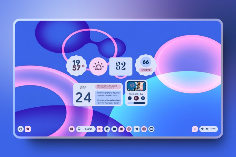MD3-Windows：为 Windows 桌面带来 Material You 设计MD3-Windows 是一款 Rainmeter 皮肤，提供动态 Material You 小部件，支持亮暗模式，并根据壁纸自动选择颜色，让你的桌面焕然一新，拥有 Android 12+ 的原生质感