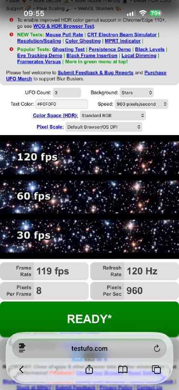💠 Safari 网页浏览解锁 120hz 帧率系统设置- Safari - 高级（最底部） - 功能开关 - 关闭选项 Prefer Page Rendering Updates near 60fps🍎 26.1 测试有效 🍎 17.0 测试无效估计得 18.0 +
